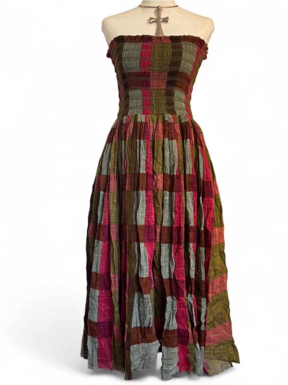 Free People FP One Boho Ravenna Patchwork Convertible Maxi Skirt Smocked Dress